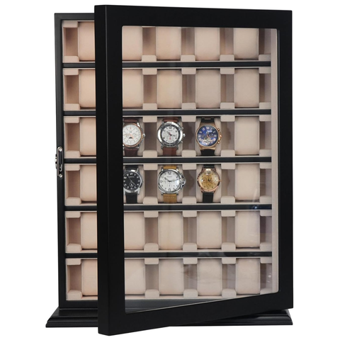 30 Watch Black Wood Watch Display Case and Storage Organizer Box