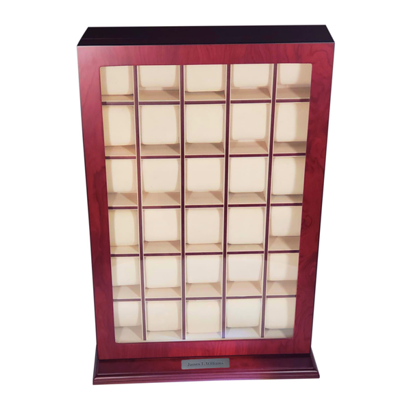 Personalized 30 Slot Cherry Wood Watch Display Wall Hanging Case and Storage Organizer Box and Stand for Oversized Watches