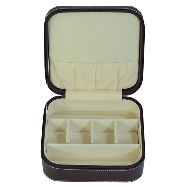 Brown 3 Compartment Sunglass Travel Case & Jewelry Box