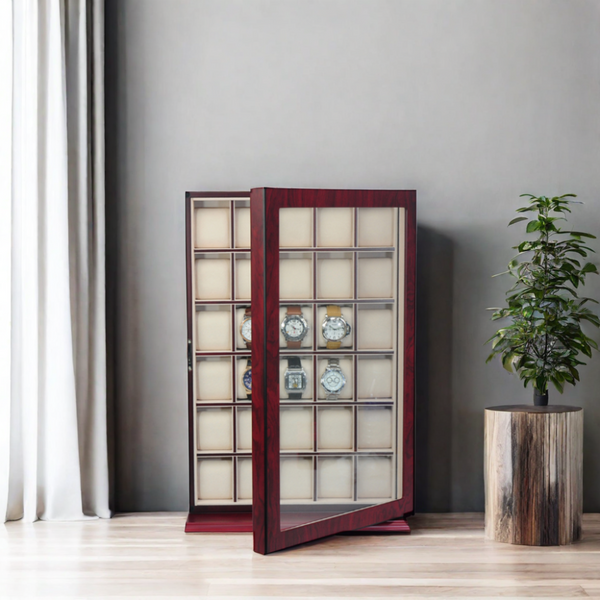 30 Watch Cherry Wood Watch Display Case and Storage Organizer Box