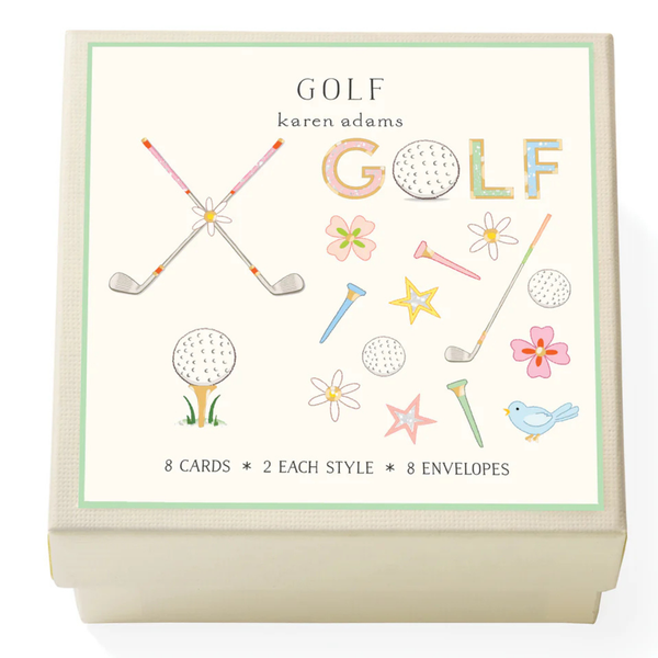 Karen Adams "Golf 25" Gift Enclosure Box of 8 Assorted Cards with Vellum Envelopes