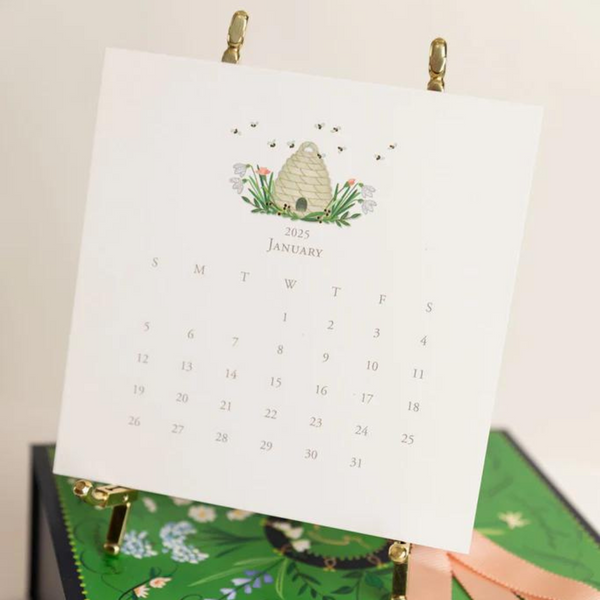 Karen Adams 2025 Desk Calendar 17 Month - Gold Easel