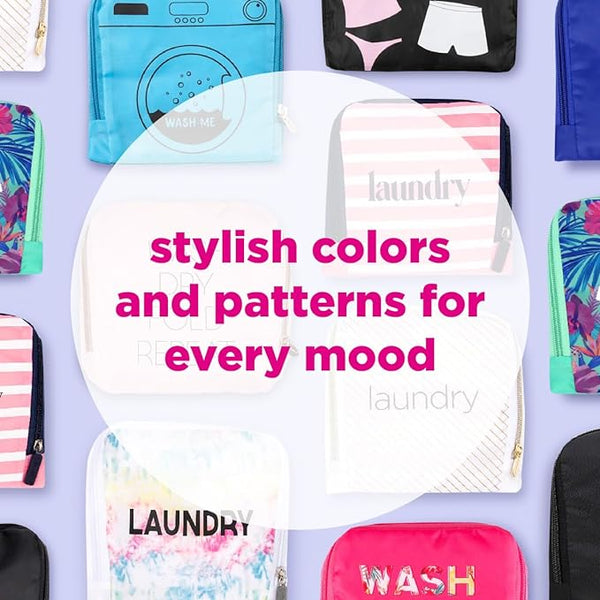 Miamica Slate "Wash, Dry, Fold, Repeat" Travel Expandable Laundry Bag