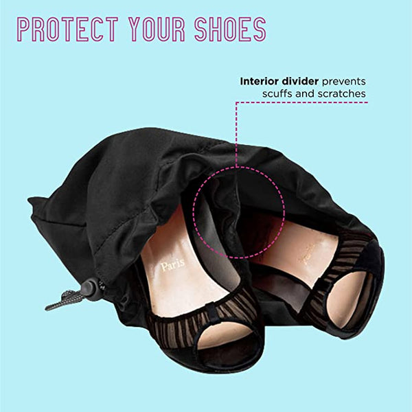 MIAMICA DRAWSTRING BLACK BUTTERFLY TRAVEL SHOE BAG - SHOES