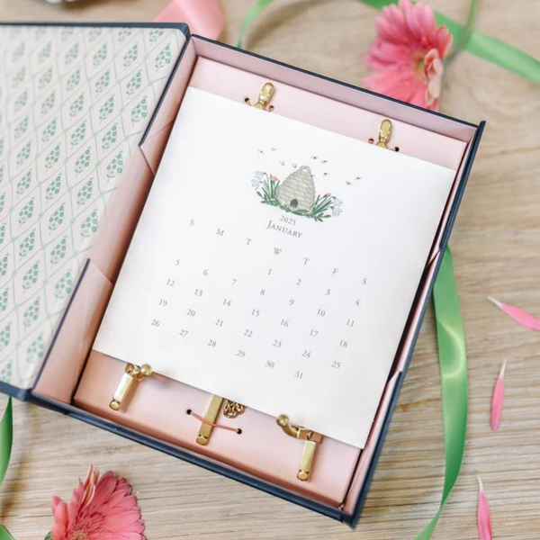 Karen Adams 2025 Desk Calendar 17 Month - Gold Easel