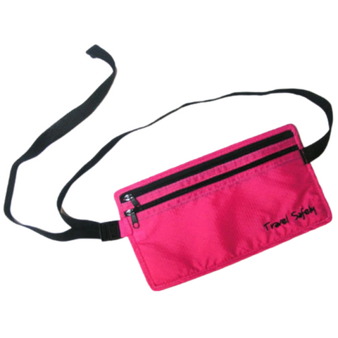 Miamica Waist Security Pouch and Money Belt Travel Safely- Pink