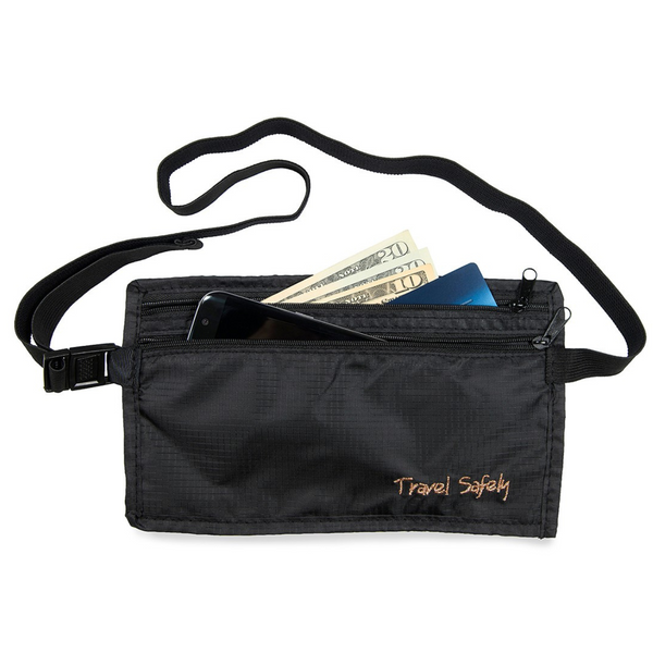 Miamica Waist Security Pouch and Money Belt Travel Safely- Black & Rose Gold