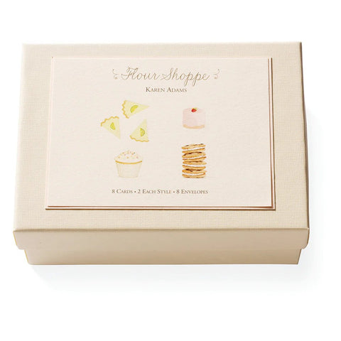 Karen Adams Box of 8 "Flour Shoppe" Notecards with Matching Envelopes