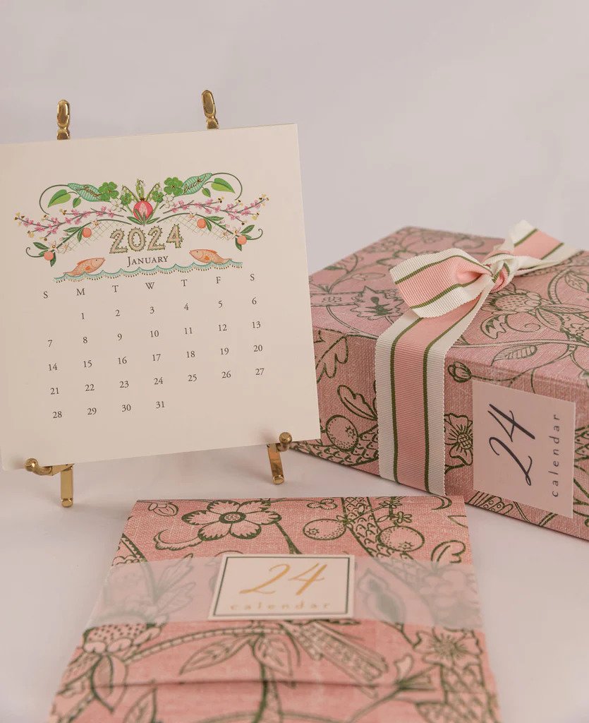 Karen Adams 2024 Desk Calendar 17 Month Gold Easel Timely Buys
