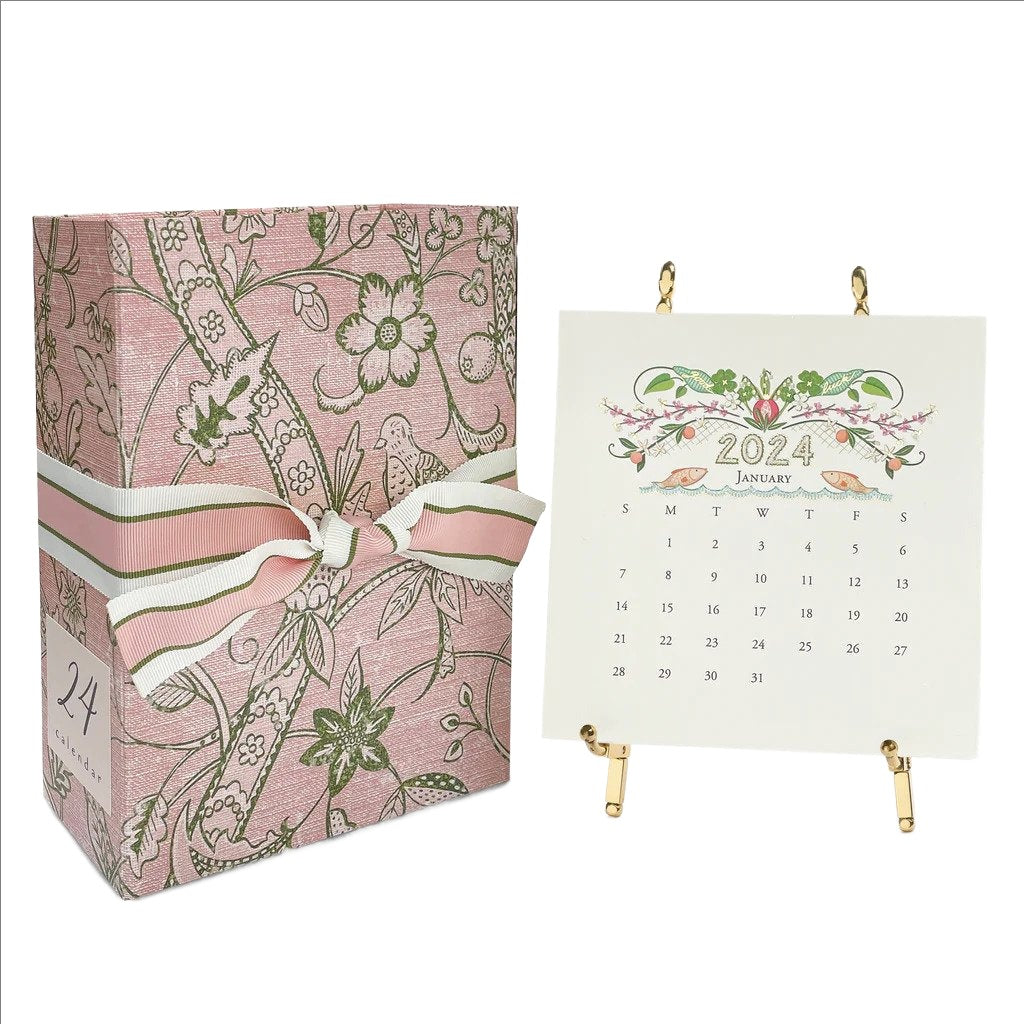 Karen Adams 2024 Desk Calendar 17 Month Gold Easel Timely Buys
