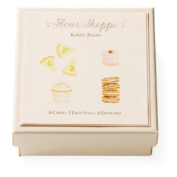 Karen Adams "Flour Shoppe" Gift Enclosure Box of 8 Assorted Cards with Envelopes