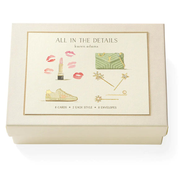 Karen Adams Box of 8 "All in the Details" Notecards with Matching Envelopes