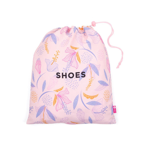 Miamica Drawstring Pink Floral Travel Shoe Bag - Shoes