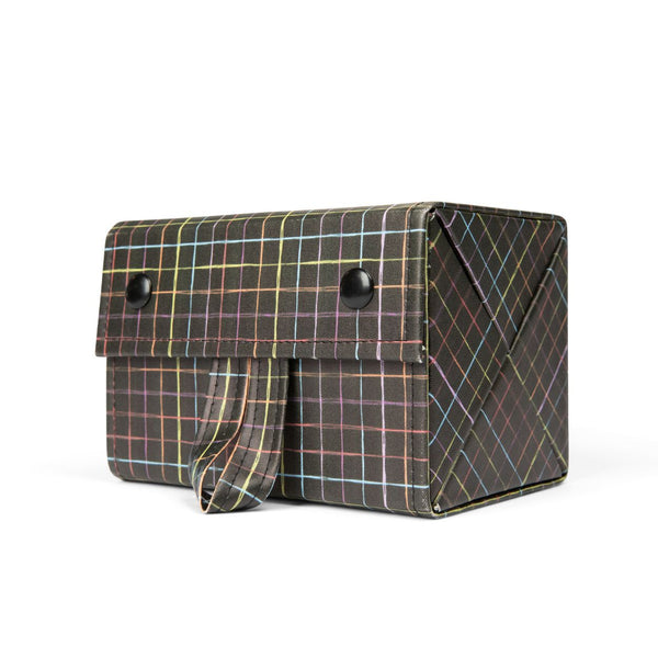 MIAMICA Sunglass Organizer Case Eyeglass Holder Hanging Storage Travel Box 4 Slots - Rainbow Grid