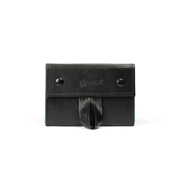 MIAMICA Sunglass Organizer Case Eyeglass Holder Hanging Storage Travel Box 4 Slots - Black & Teal