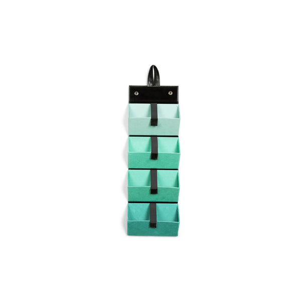 MIAMICA Sunglass Organizer Case Eyeglass Holder Hanging Storage Travel Box 4 Slots - Black & Teal