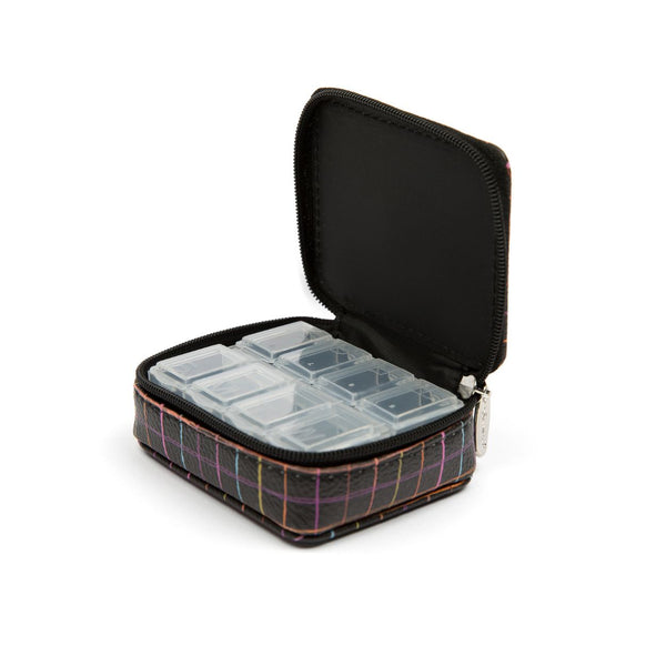 Miamica Black Rainbow Grid Travel Pill Case Organizer