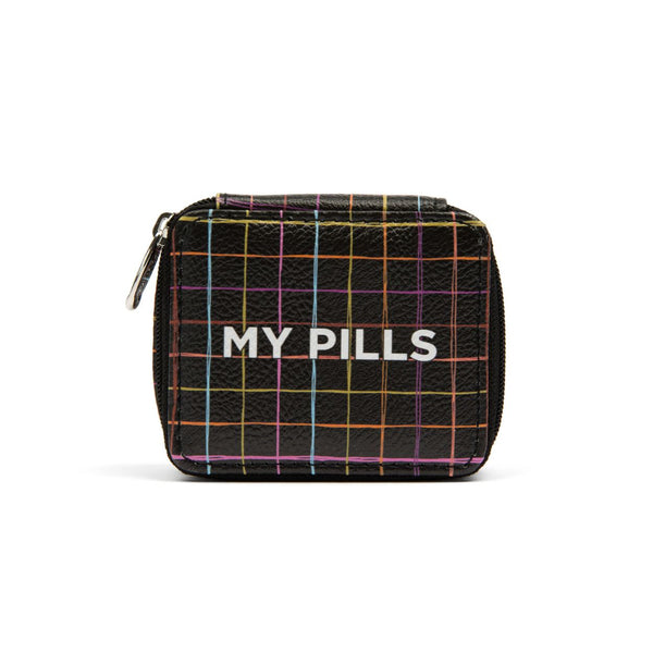 Miamica Black Rainbow Grid Travel Pill Case Organizer