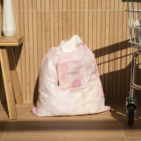 Miamica Malibu Babe Collection Barbie Pink Floral "Laundry" Travel Expandable Laundry Bag