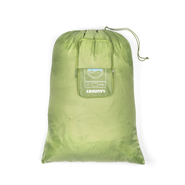 Miamica Olive Green "Laundry", TRAVEL EXPANDABLE XL LAUNDRY BAG DRAWSTRING