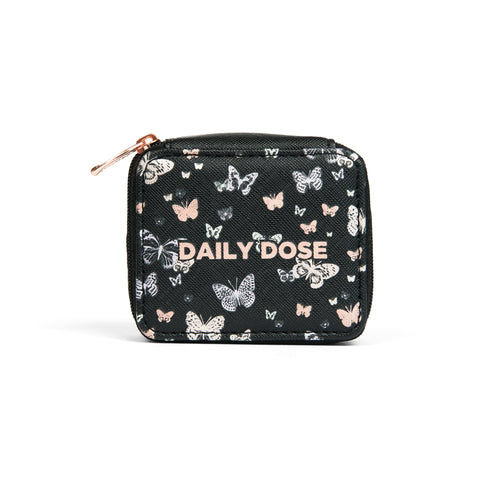 Miamica Black Butterfly and Rose Gold "Daily Dose" Pill Case