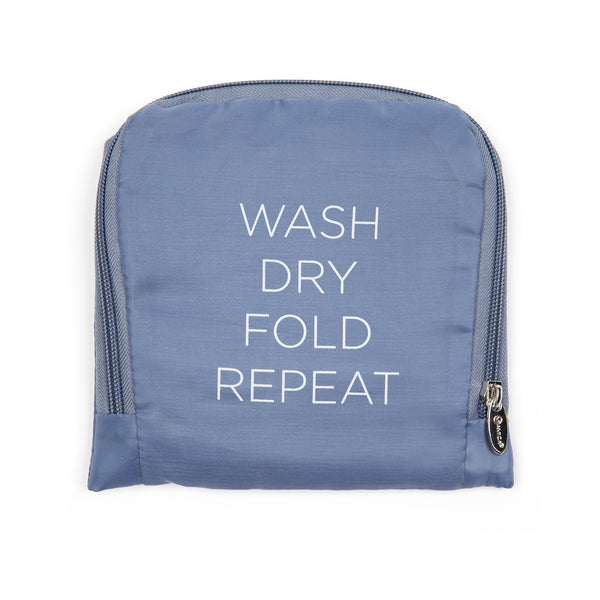 Miamica Slate "Wash, Dry, Fold, Repeat" Travel Expandable Laundry Bag