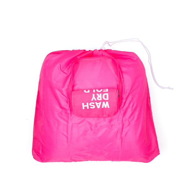 Miamica Laundry Bag Travel Expandable Drawstring - Wash Fuchsia