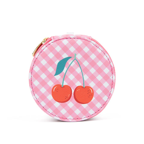 Miamica Round Travel Pill Organizer Case - Red Cherry