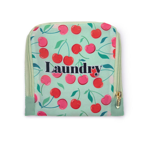 Miamica Laundry Bag Travel Expandable Drawstring - Red Cherry