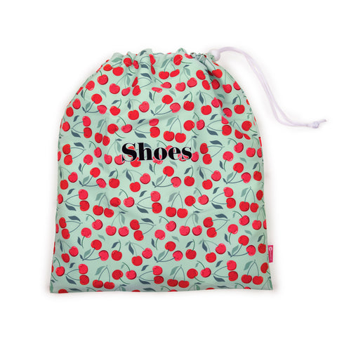 Miamica Drawstring Cherry Travel Shoe Bag - "Shoes"
