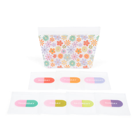 Miamica Pill Pouch Set of 8 Reusable Pill Pouches - Floral