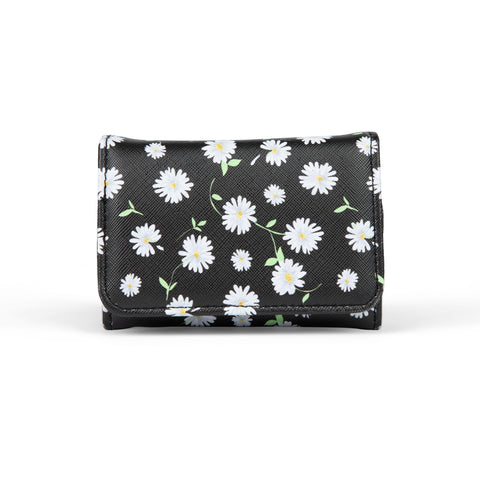 Miamica Women's Snap Pill Case - Black Daisy Floral