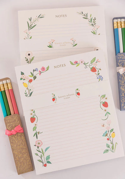 Karen Adams Notepad and Pencil Set