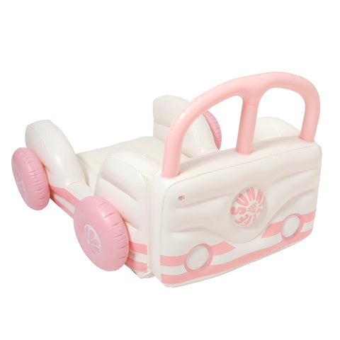 SUNNYLiFE Kids Inflatable Bed Van Candy Pink - Flocked Air Mattress Bed for Toddlers
