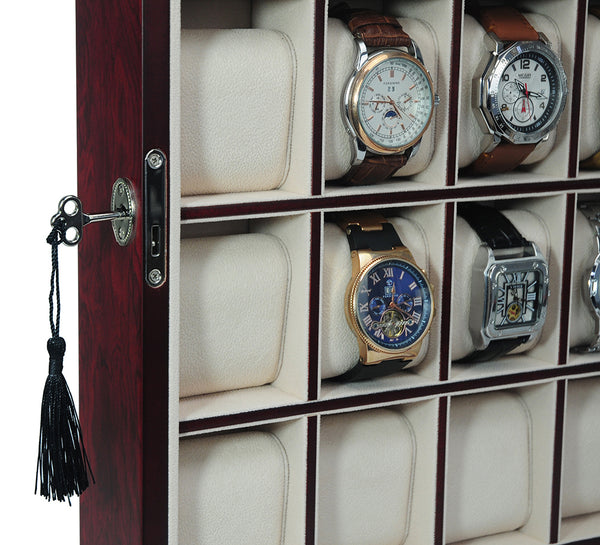 30 Watch Cherry Wood Watch Display Case and Storage Organizer Box