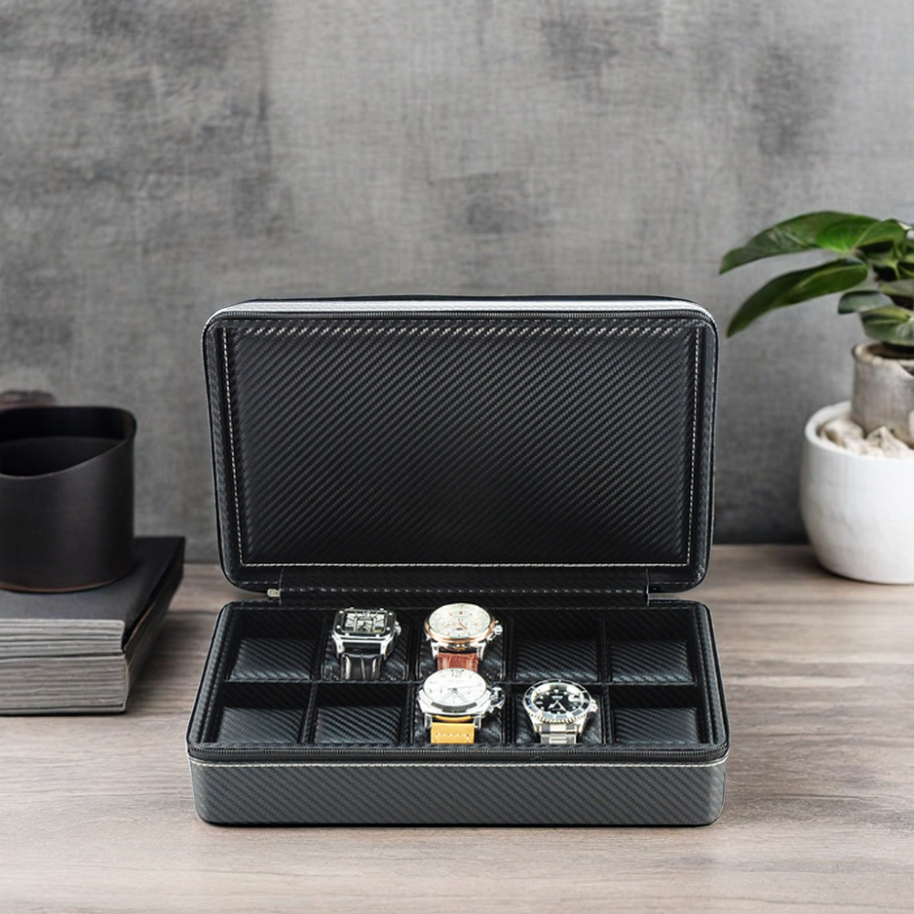 10 Piece Watch Box and Jewelry Organizer Briefcase for Travel Timely Buys