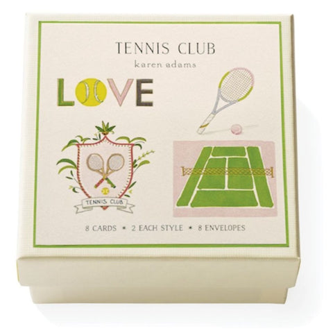 Karen Adams "Tennis Club" Gift Enclosure Box of 8 Assorted Cards with Envelopes