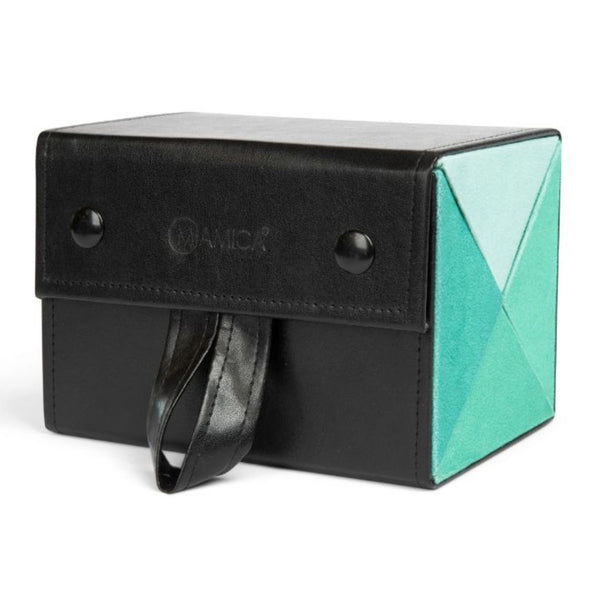 MIAMICA Sunglass Organizer Case Eyeglass Holder Hanging Storage Travel Box 4 Slots - Black & Teal
