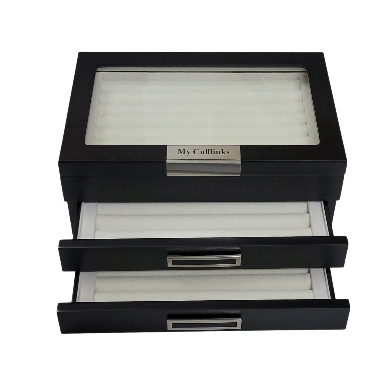 Black Leatherette Cufflink Case & Ring Storage Organizer Men's Jewelry Box for Cufflinks