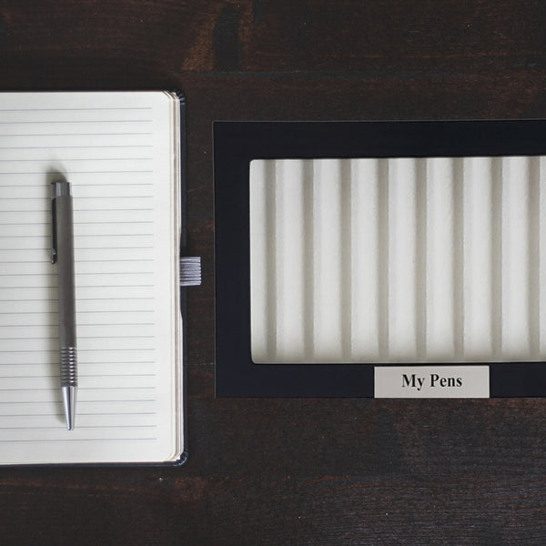 10 Piece Personalized Ebony Wood Fountain Pen Display Case Stainless Steel Accent