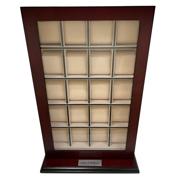 Personalized 20 Slot Cherry Wood Watch Display Wall Hanging Case and Storage Organizer Box and Stand for Oversized Watches