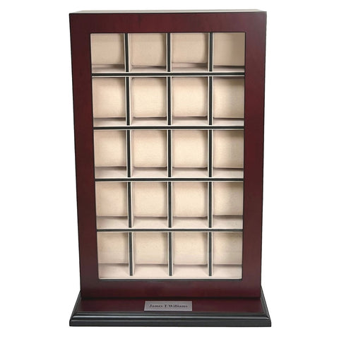 Personalized 20 Slot Cherry Wood Watch Display Wall Hanging Case and Storage Organizer Box and Stand for Oversized Watches