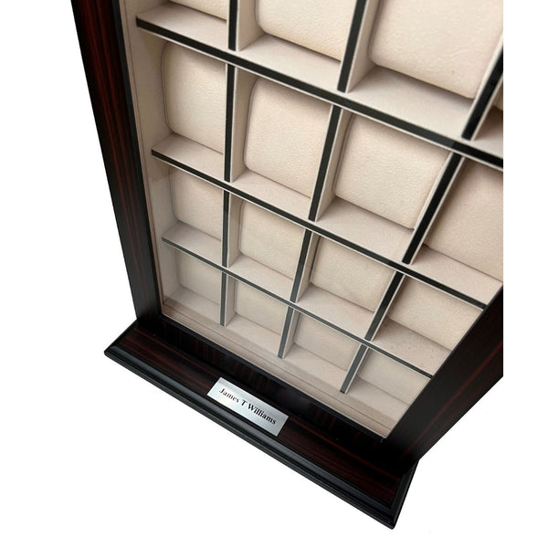 Personalized 20 Slot Ebony Wood Watch Display Wall Hanging Case and Storage Organizer Box and Stand for Oversized Watches