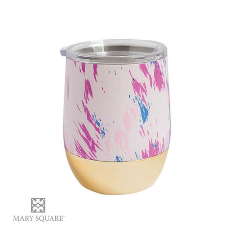 Mary Square Stemless Wine Glass with Lid - Bali Splatter