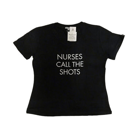 Mary Square Black Ultra Soft T-Shirt V-Neck Short Sleeve Tee - Nurses Call the Shots