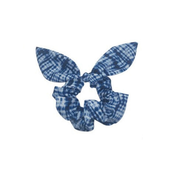 Mary Square Tie Scrunchie Boho - Set of 4 Tie Dye Tie Scrunchies Hairwraps - Various Tie Dye Patterns of Blue