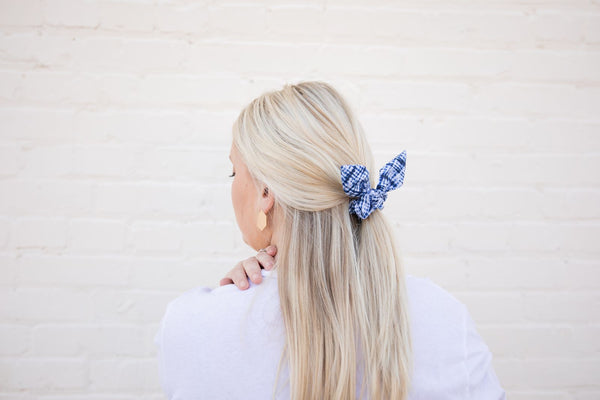 Mary Square Tie Scrunchie Boho - Set of 4 Tie Dye Tie Scrunchies Hairwraps - Various Tie Dye Patterns of Blue