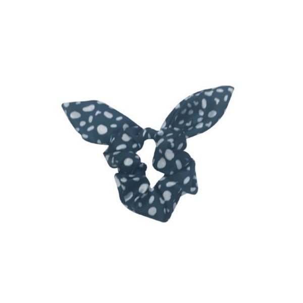 Mary Square Tie Scrunchie Boho - Set of 4 Animal Print Tie Scrunchies Hairwraps - Leopard Cheetah Patterns of Back Grey and White