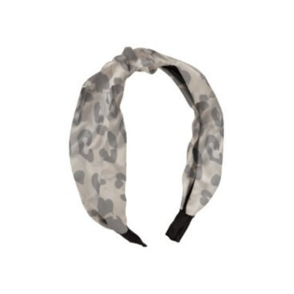 Mary Square Top Knot Hair Band Wide Boho Headband for Women and Girls - Set of 4 Animal Print - Leopard Cheetah Patterns of Back, Navy Grey and White