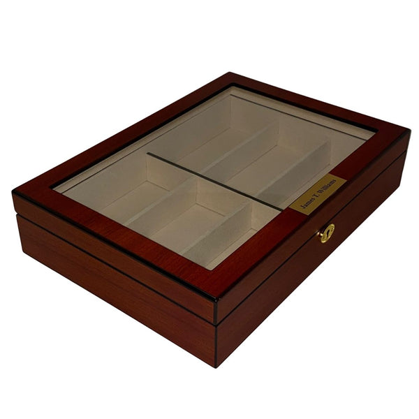 Personalized 6 Piece Large Cherry Wood Sunglass Display Case Storage Box